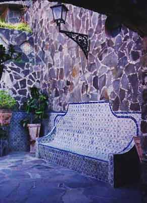 decorative tile bench